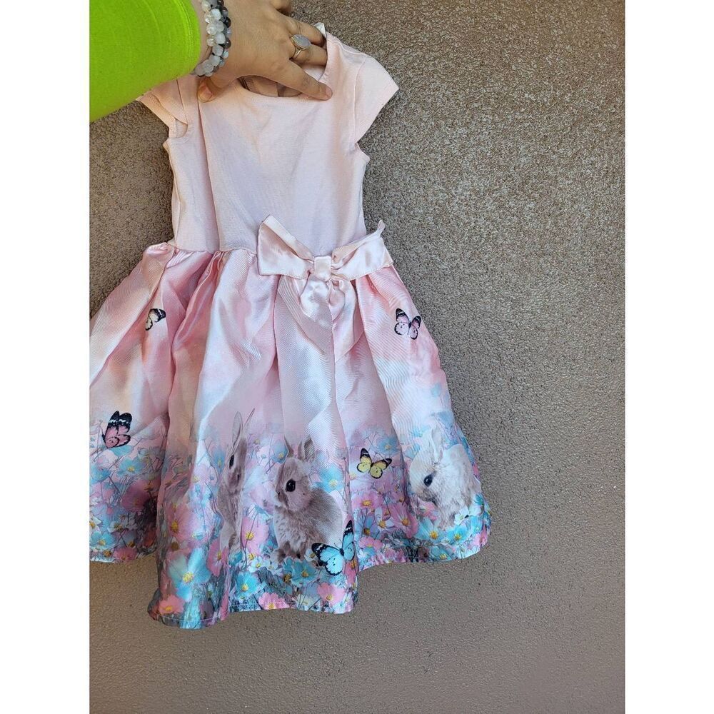H&M 2-4 y pink denim dress with flowers&butterflies - Picture 1 of 2